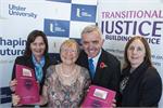 Junior Minister Jennifer McCann, TJI Associate and editor of the Users Guide Eilish Rooney, Junior Minister Jonathan Bell and Ashton Community Trust Head of Victims and Mental Health Services Irene Sherry.